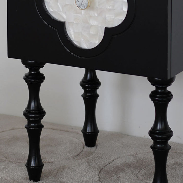 Contemporary Scandinavian Four Leaf Clover Ash Plywood Seashell Nightstand 1 - Cabinet For Bedroom