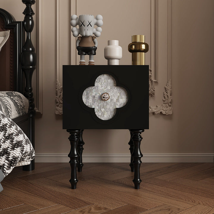 Contemporary Scandinavian Four Leaf Clover Ash Plywood Seashell Nightstand 1 - Cabinet For Bedroom