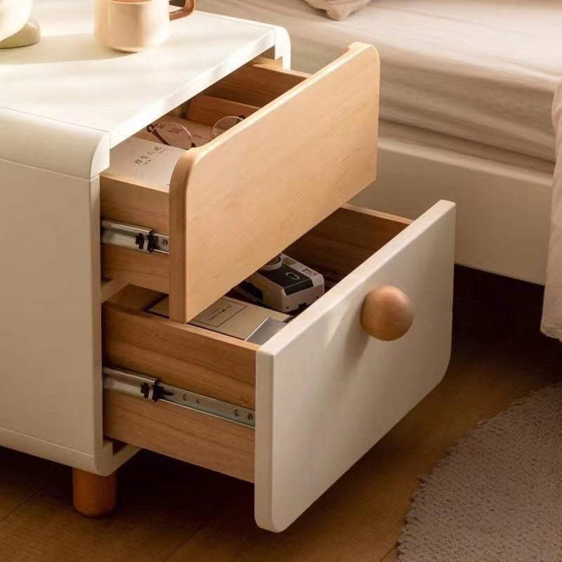 Moderner minimalistischer rechteckiger/runder Nachttisch aus Kiefernholz mit 2 Schubladen fürs Schlafzimmer 