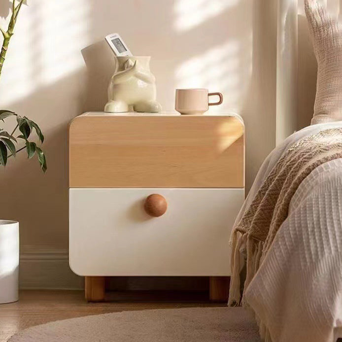 Moderner minimalistischer rechteckiger/runder Nachttisch aus Kiefernholz mit 2 Schubladen fürs Schlafzimmer 