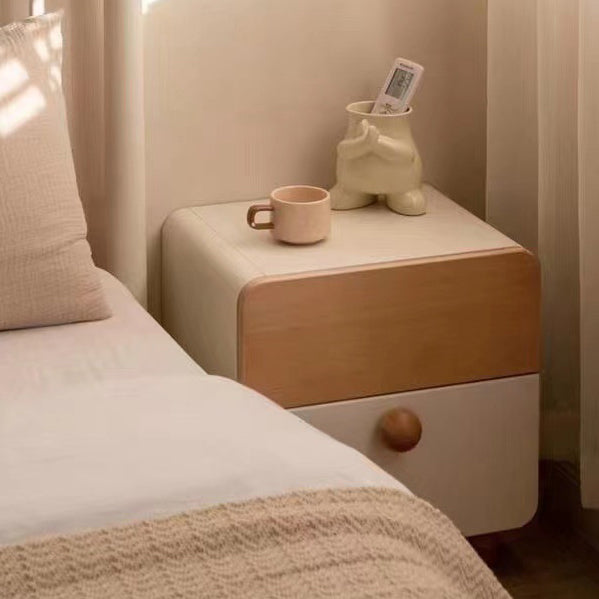 Moderner minimalistischer rechteckiger/runder Nachttisch aus Kiefernholz mit 2 Schubladen fürs Schlafzimmer 