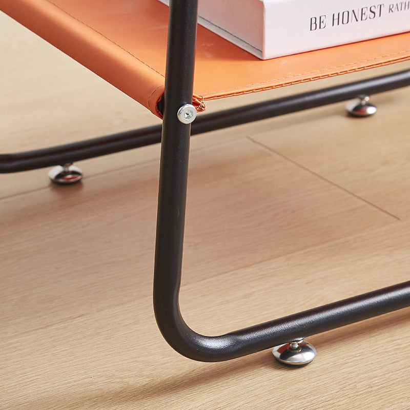 Mesa Auxiliar de Vidrio Transparente Escandinavo Contemporáneo de Hierro de 2 Niveles para Sala de Estar 