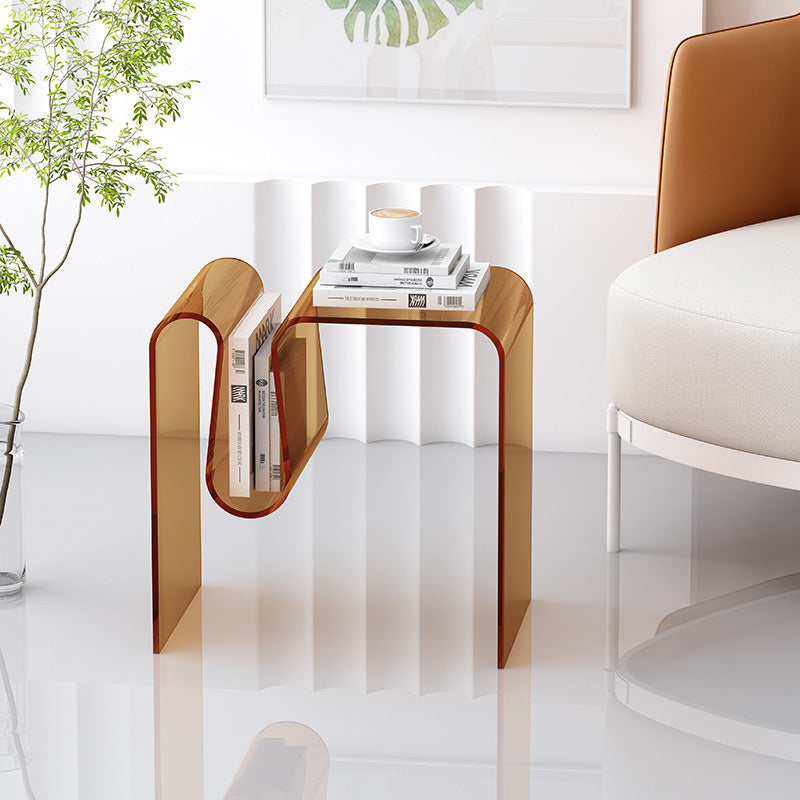 Moderner Art Deco Geometrie Transparenter Voll-Acryl Beistelltisch 1 - Ebene Für Wohnzimmer 