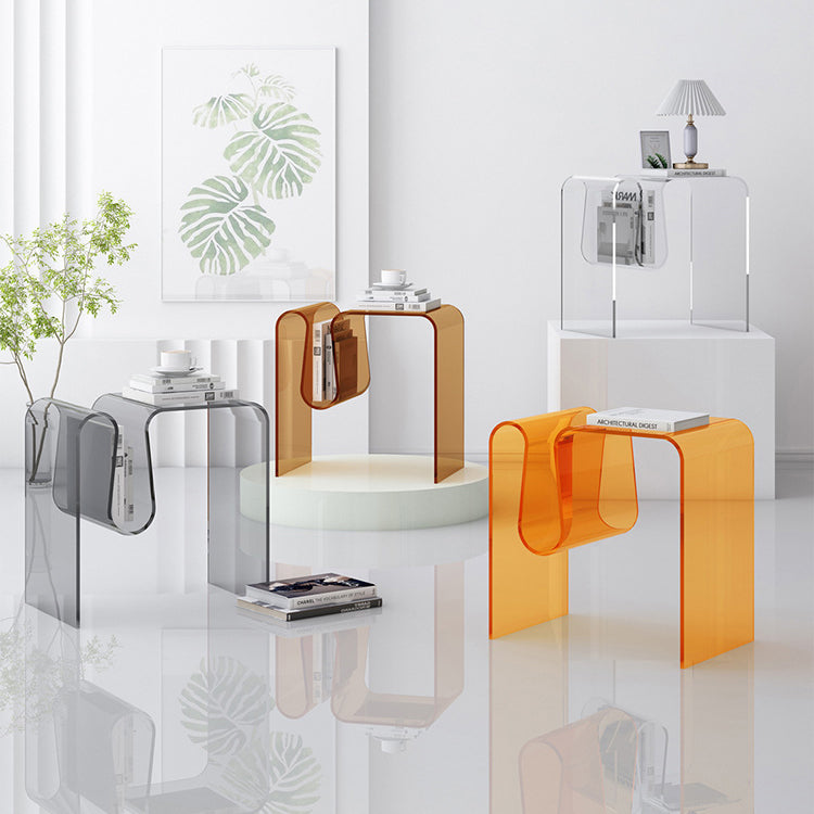Moderner Art Deco Geometrie Transparenter Voll-Acryl Beistelltisch 1 - Ebene Für Wohnzimmer 