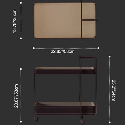 Contemporary Scandinavian Rectangle Saddle Leather Stainless Steel Side Table 2 - Tier For Living Room