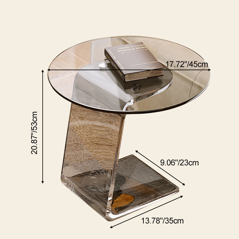 Zeitgenössischer nordischer runder Beistelltisch mit zwei Ebenen aus mitteldichter Faserplatte, Glas, Acryl, mikrokrystallinem Stein, Kohlenstoffstahl und Marmor für das Wohnzimmer 