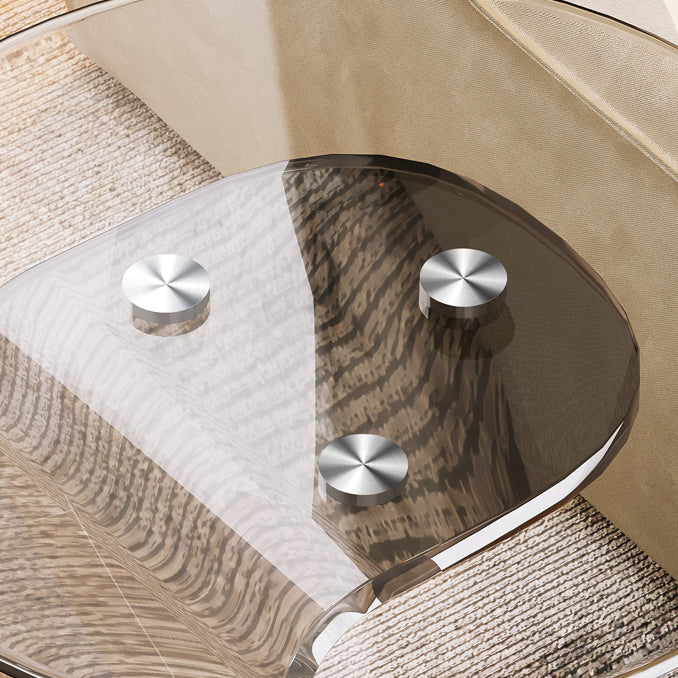 Zeitgenössischer nordischer runder Beistelltisch mit zwei Ebenen aus mitteldichter Faserplatte, Glas, Acryl, mikrokrystallinem Stein, Kohlenstoffstahl und Marmor für das Wohnzimmer 