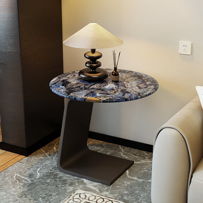 Table d'appoint géométrique ronde nordique contemporaine en marbre et verre à 2 niveaux pour salon 