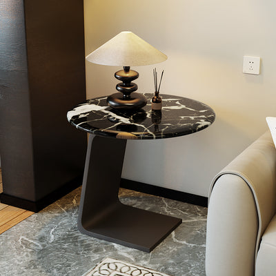 Table d'appoint géométrique ronde nordique contemporaine en marbre et verre à 2 niveaux pour salon 