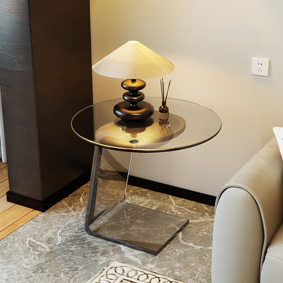 Table d'appoint géométrique ronde nordique contemporaine en marbre et verre à 2 niveaux pour salon 