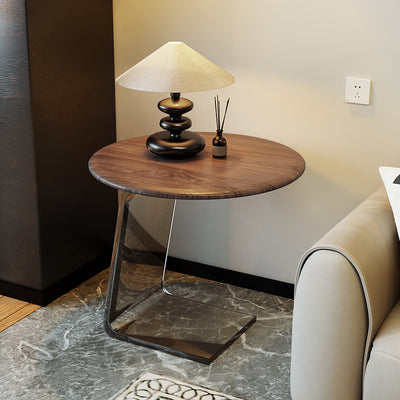 Table d'appoint géométrique ronde nordique contemporaine en marbre et verre à 2 niveaux pour salon 