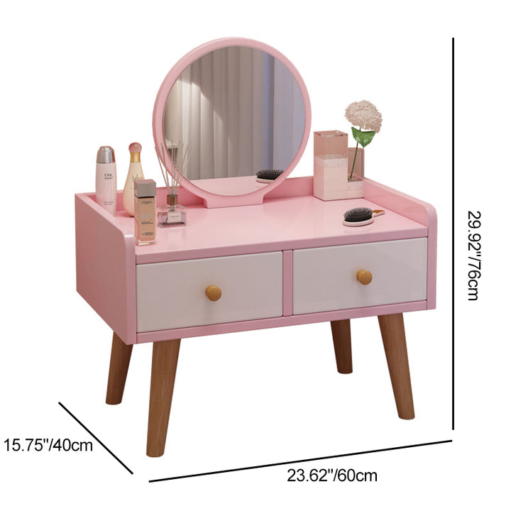 Modern Simplicity Rectangular Cube Round Medium Density Fiberboard Makeup Vanity 2 - Drawer For Bedroom