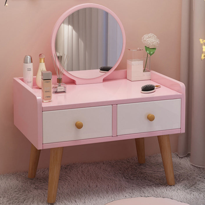Modern Simplicity Rectangular Cube Round Medium Density Fiberboard Makeup Vanity 2 - Drawer For Bedroom