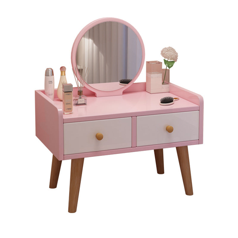 Modern Simplicity Rectangular Cube Round Medium Density Fiberboard Makeup Vanity 2 - Drawer For Bedroom