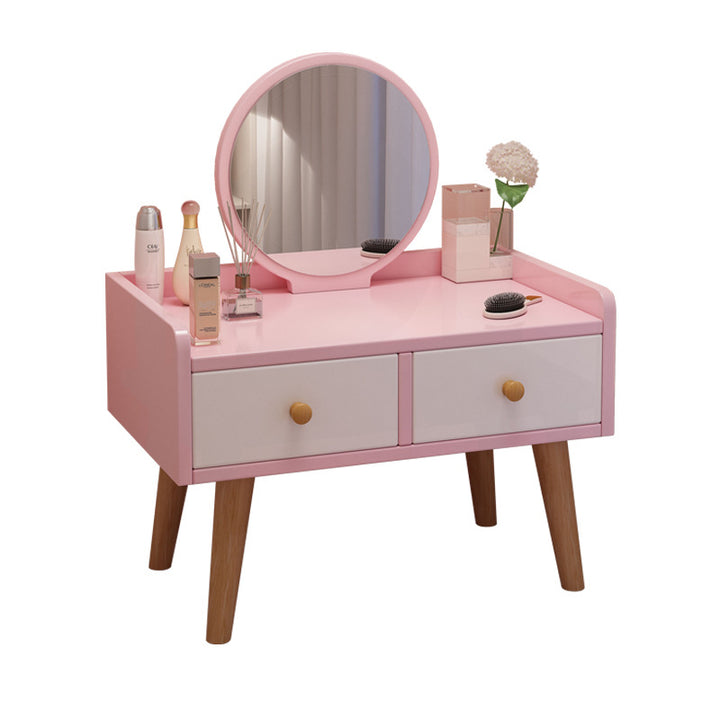 Modern Simplicity Rectangular Cube Round Medium Density Fiberboard Makeup Vanity 2 - Drawer For Bedroom
