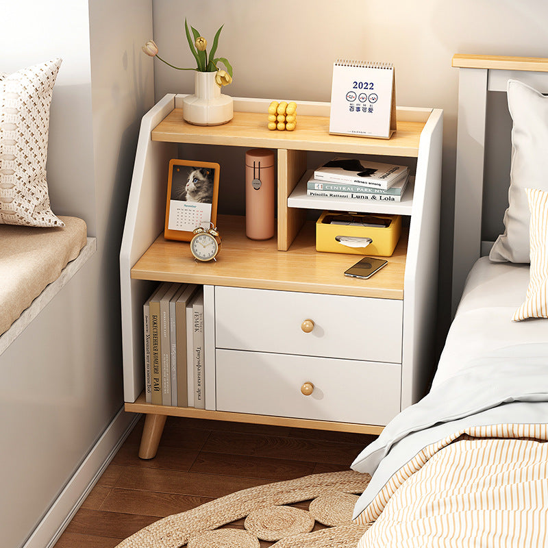 Contemporary Simplicity Density Board PVC Nightstand 2 - Drawer For Bedroom