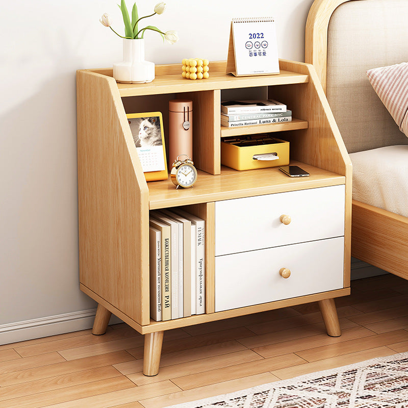 Contemporary Simplicity Density Board PVC Nightstand 2 - Drawer For Bedroom