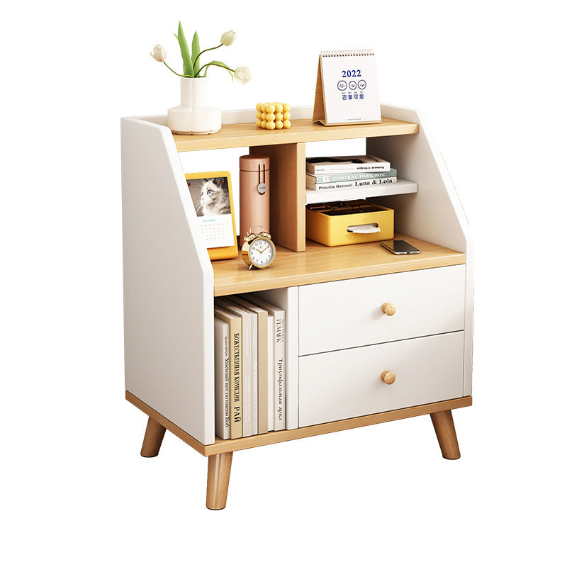 Contemporary Simplicity Density Board PVC Nightstand 2 - Drawer For Bedroom