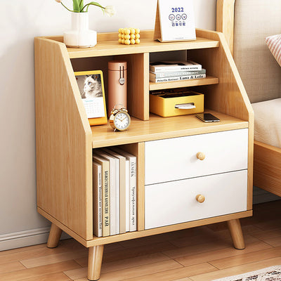 Contemporary Simplicity Density Board PVC Nightstand 2 - Drawer For Bedroom