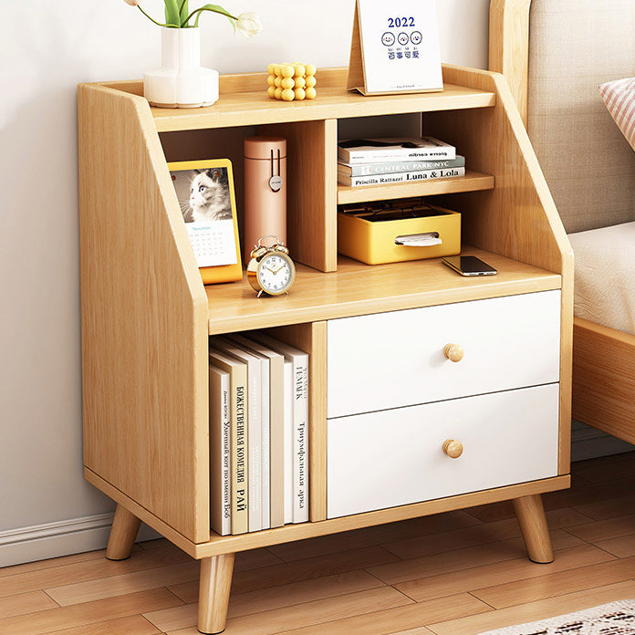 Contemporary Simplicity Density Board PVC Nightstand 2 - Drawer For Bedroom
