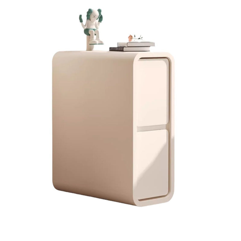 Modern Minimalist Rectangular Cube Leather Solid Wood Hardware Nightstand 2 - Drawer For Bedroom
