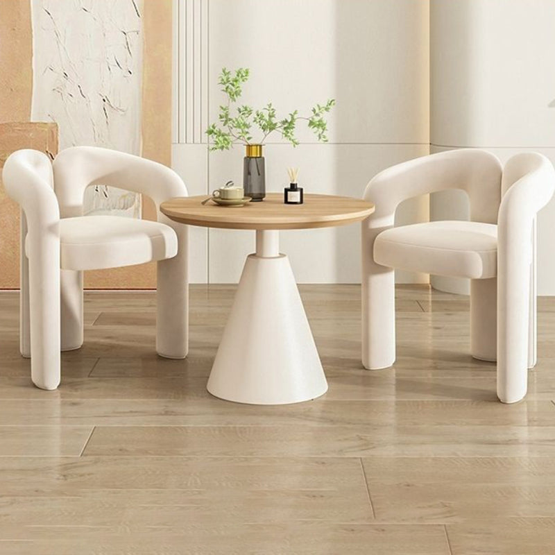 Contemporary Scandinavian Round Cone Iron Base Solid Wood Side Table 1 - Tier For Living Room