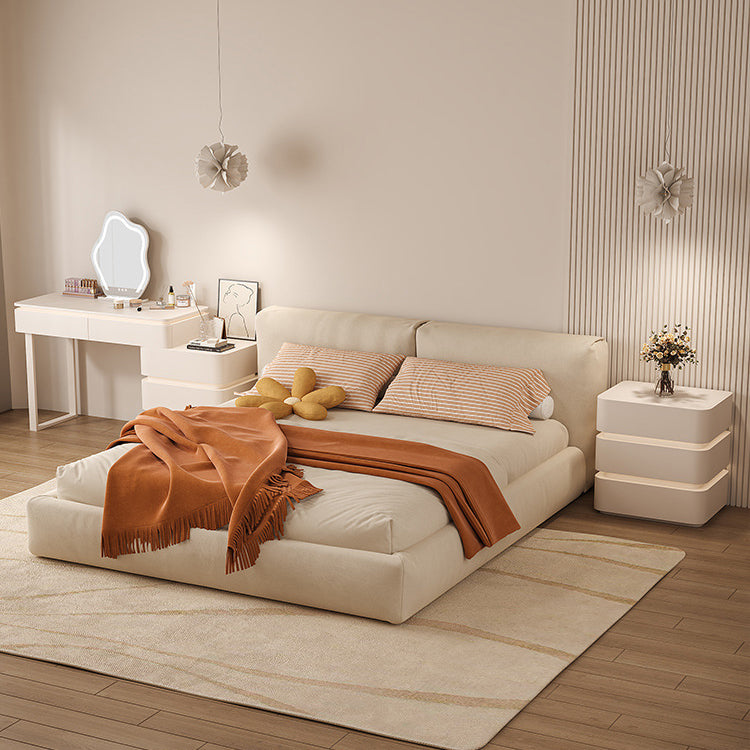 Table de chevet moderne minimaliste en bois massif avec bande lumineuse à trois tiroirs pour chambre 