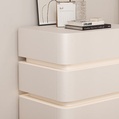 Table de chevet moderne minimaliste en bois massif avec bande lumineuse à trois tiroirs pour chambre 