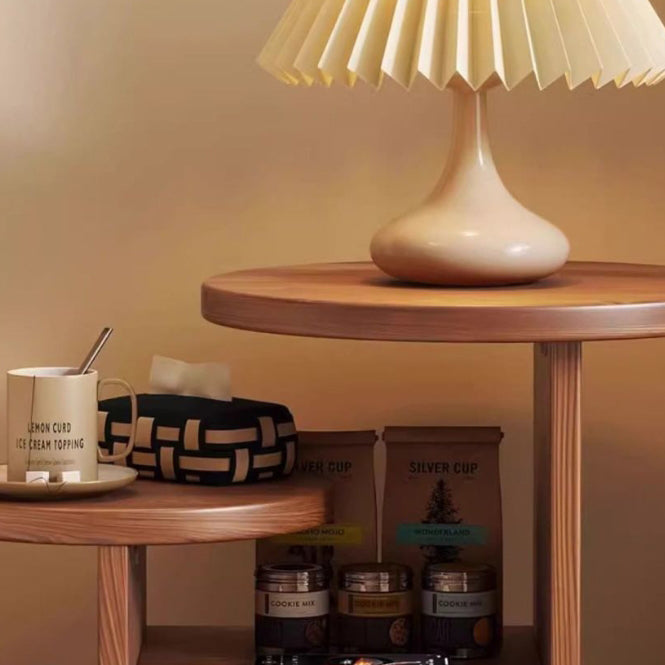 Contemporary Retro Square Round Rubber Wood Side Table 2 - Tray For Living Room