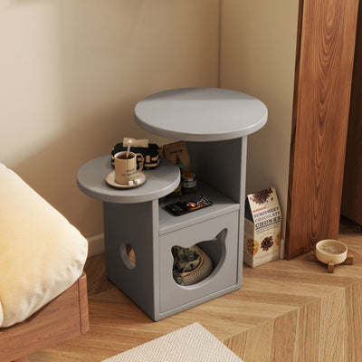 Contemporary Retro Square Round Rubber Wood Side Table 2 - Tray For Living Room