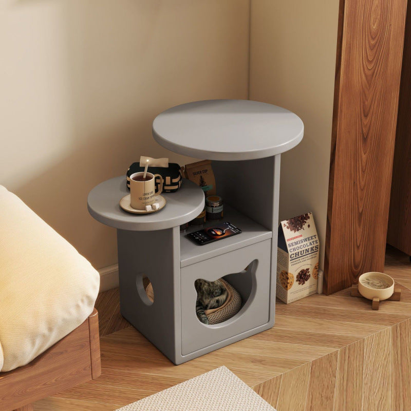 Contemporary Retro Square Round Rubber Wood Side Table 2 - Tray For Living Room