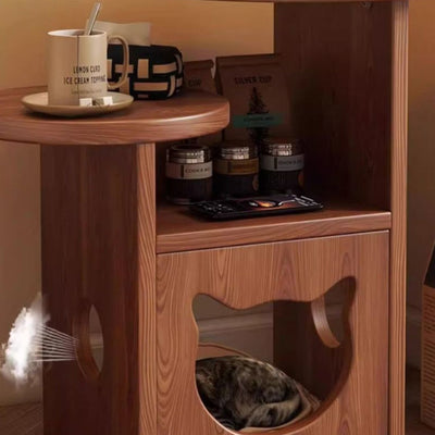 Contemporary Retro Square Round Rubber Wood Side Table 2 - Tray For Living Room