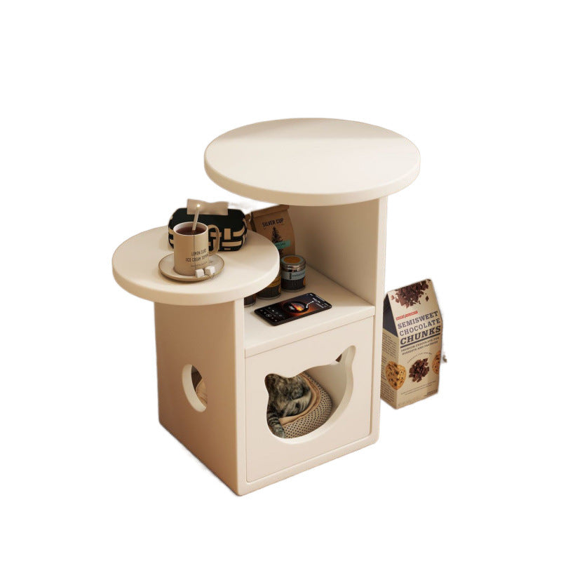 Contemporary Retro Square Round Rubber Wood Side Table 2 - Tray For Living Room