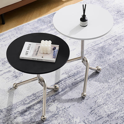 Contemporary Simplicity Curved Triangle Stainless Steel Base Rubber Wood Side Table 1 - Tier For Living Room
