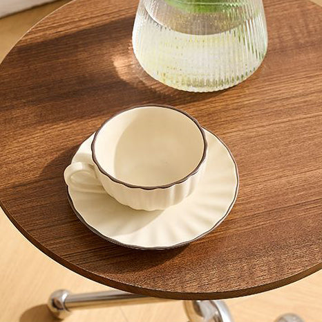 Contemporary Simplicity Curved Triangle Stainless Steel Base Rubber Wood Side Table 1 - Tier For Living Room