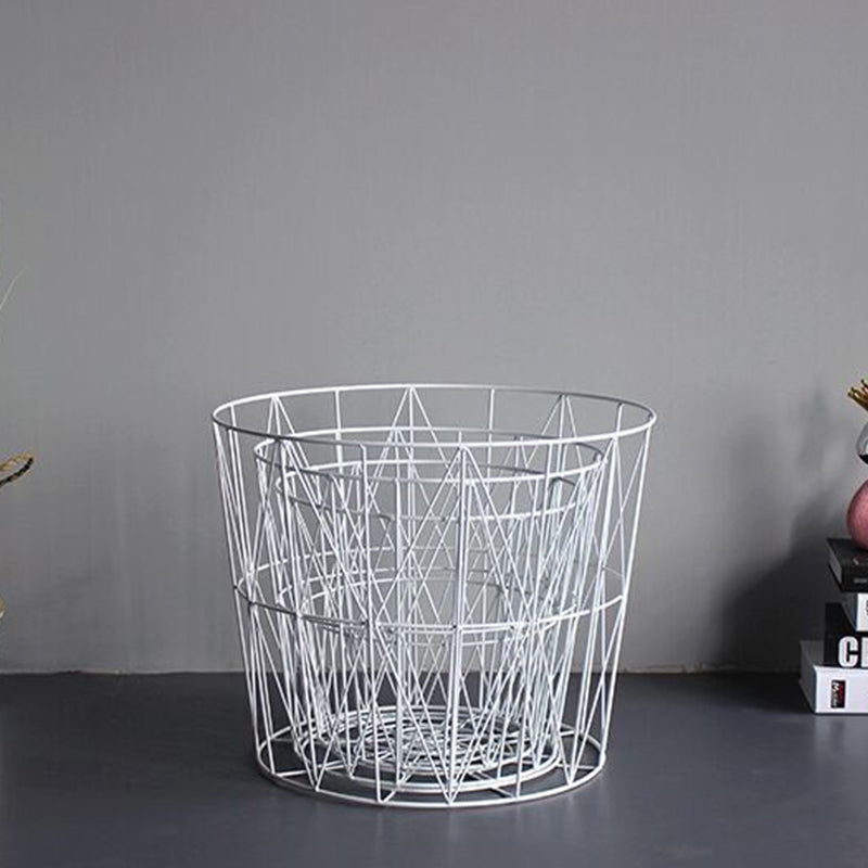 Contemporary Simplicity Round Barrel Solid Wood Iron Base Side Table 1 - Tier For Living Room