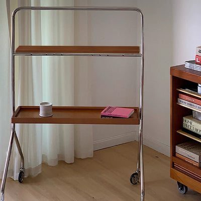 Contemporary Retro Rectangle Boxwood Bracket Stainless Steel Side Table 2 - Tier For Living Room