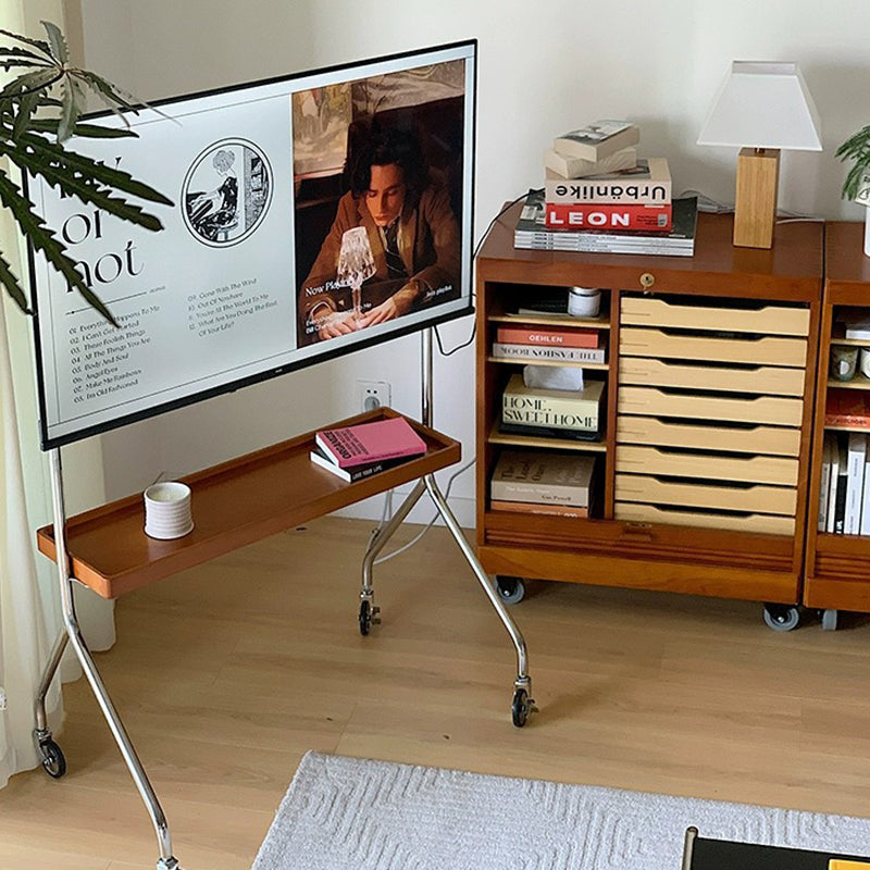 Contemporary Retro Rectangle Boxwood Bracket Stainless Steel Side Table 2 - Tier For Living Room