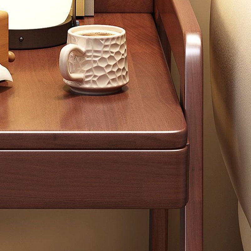 Contemporary Nordic Rectangle Wheels Solid Wood Side Table 2 - Tier For Living Room