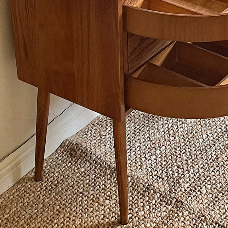 Contemporary Retro Square Semicircle Rotatable Jewelry Storage Red Oak Side Table 3 - Tier For Living Room