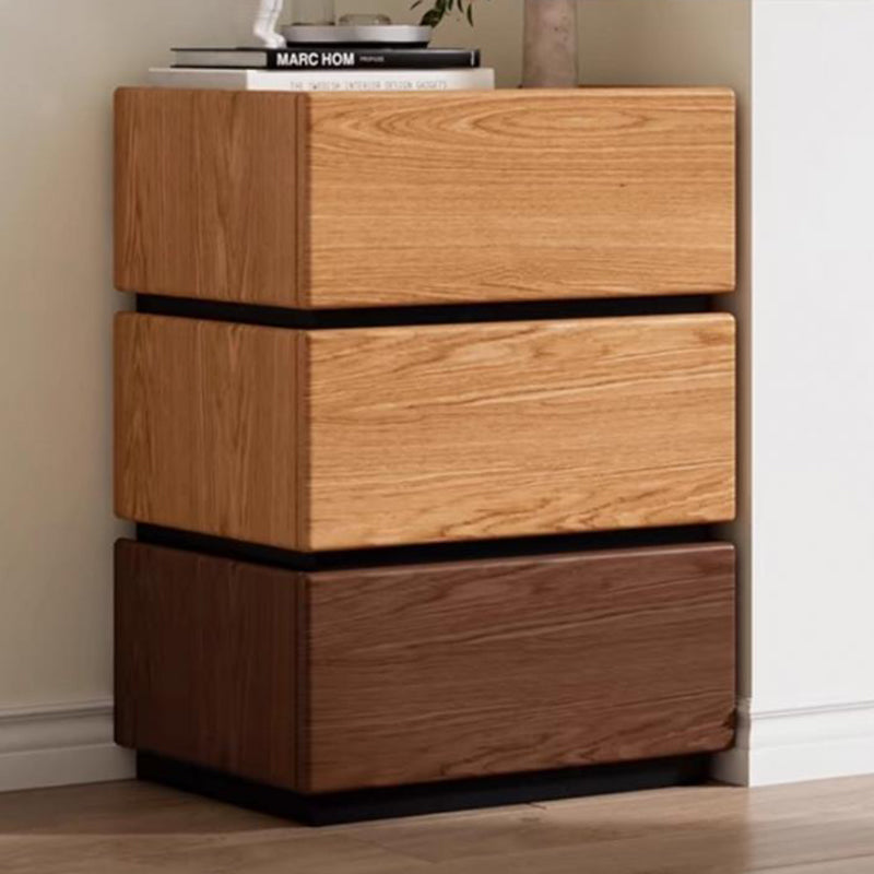 Traditional Japanese Rectangular Cube Rubberwood Side Table 1 - Drawer For Living Room