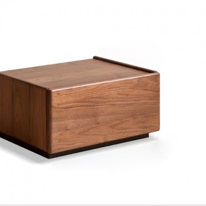 Traditional Japanese Rectangular Cube Rubberwood Side Table 1 - Drawer For Living Room