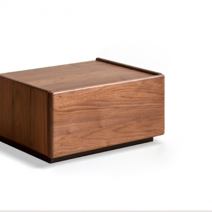 Traditional Japanese Rectangular Cube Rubberwood Side Table 1 - Drawer For Living Room