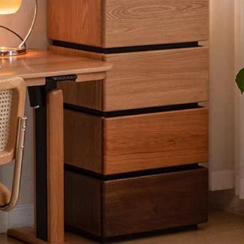 Traditional Japanese Rectangular Cube Rubberwood Side Table 1 - Drawer For Living Room