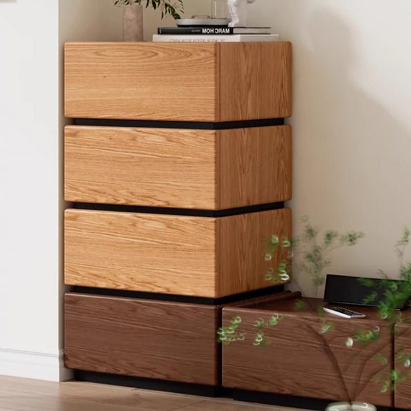 Traditional Japanese Rectangular Cube Rubberwood Side Table 1 - Drawer For Living Room