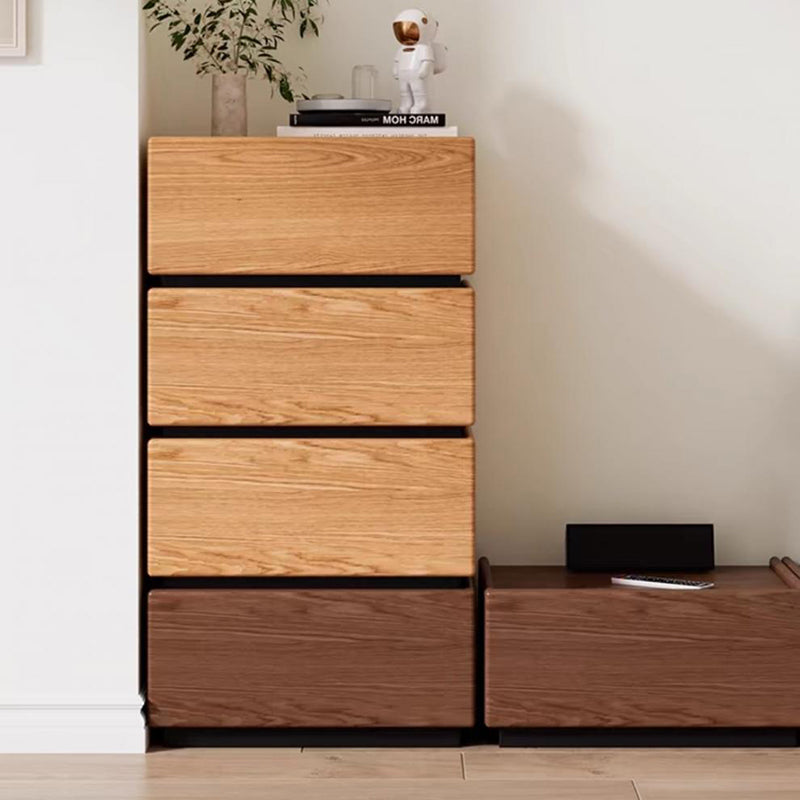 Traditional Japanese Rectangular Cube Rubberwood Side Table 1 - Drawer For Living Room