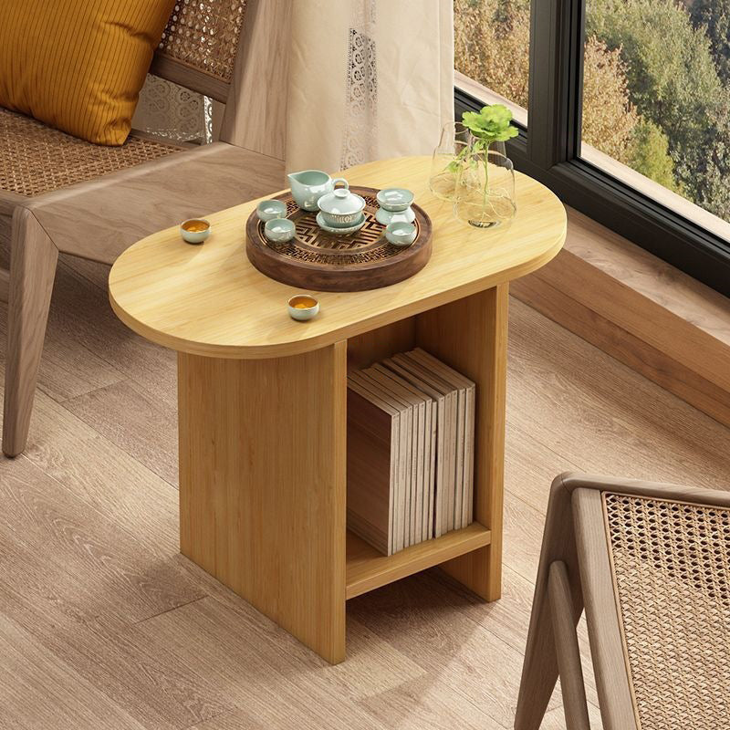 Traditional Japanese Semicircular Rectangle Solid Wood Side Table 3 - Tier For Living Room