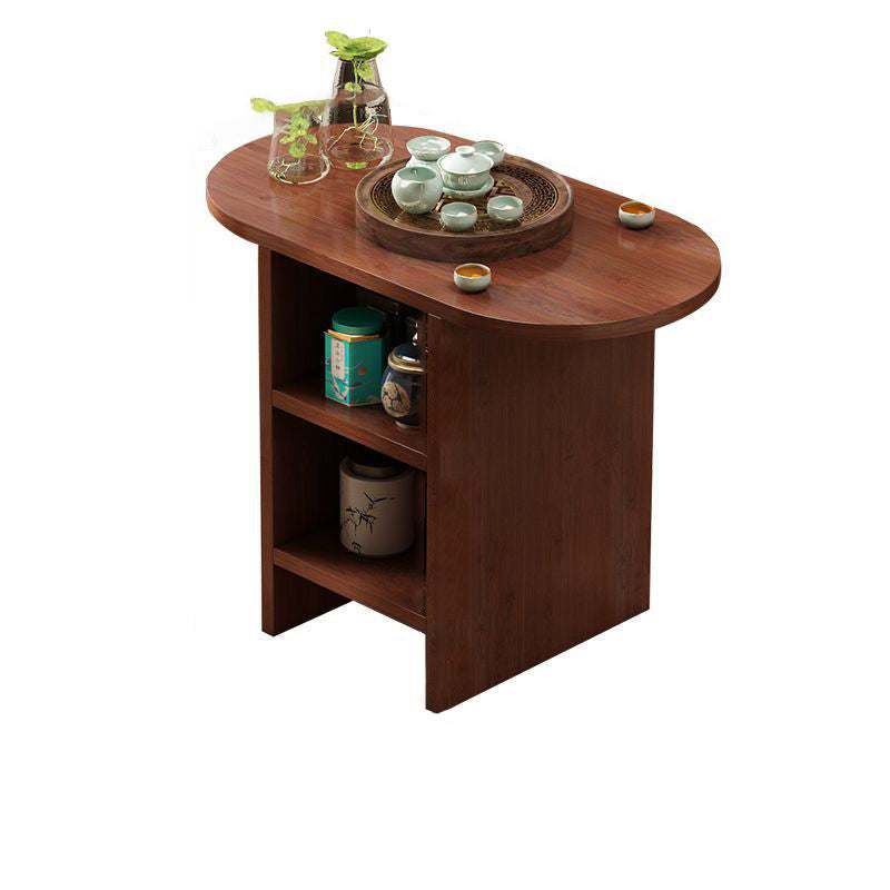 Traditional Japanese Semicircular Rectangle Solid Wood Side Table 3 - Tier For Living Room