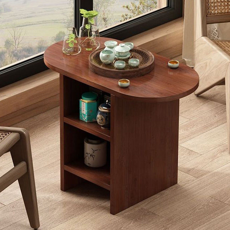 Traditional Japanese Semicircular Rectangle Solid Wood Side Table 3 - Tier For Living Room