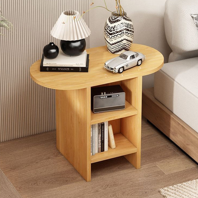 Traditional Japanese Semicircular Rectangle Solid Wood Side Table 3 - Tier For Living Room